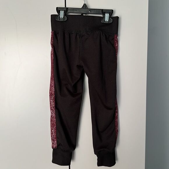Jill Yoga black maroon glitter foil side stripe pants - Picture 3 of 4